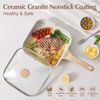 image:imageSENSARTE Nonstick Grill Pan with Lid Grill Pan for Stove Tops Versatile Griddle with Pour Spouts Square Big Cooking Surface Durable Skillet Indoor amp Outdoor Grilling PFOA Free 95 InchWhite Ceramic