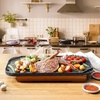 image:imageSENSARTE Nonstick Grill Pan with Lid Grill Pan for Stove Tops Versatile Griddle with Pour Spouts Square Big Cooking Surface Durable Skillet Indoor amp Outdoor Grilling PFOA Free 95 InchClassic Black