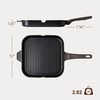 image:imageSENSARTE Nonstick Grill Pan with Lid Grill Pan for Stove Tops Versatile Griddle with Pour Spouts Square Big Cooking Surface Durable Skillet Indoor amp Outdoor Grilling PFOA Free 95 InchClassic Black