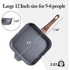 image:imageSENSARTE Nonstick Grill Pan with Lid Grill Pan for Stove Tops Versatile Griddle with Pour Spouts Square Big Cooking Surface Durable Skillet Indoor amp Outdoor Grilling PFOA Free 95 InchGray Granite