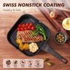 image:imageSENSARTE Nonstick Grill Pan with Lid Grill Pan for Stove Tops Versatile Griddle with Pour Spouts Square Big Cooking Surface Durable Skillet Indoor amp Outdoor Grilling PFOA Free 95 InchClassic Black