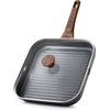 image:imageSENSARTE Nonstick Grill Pan with Lid Grill Pan for Stove Tops Versatile Griddle with Pour Spouts Square Big Cooking Surface Durable Skillet Indoor amp Outdoor Grilling PFOA Free 95 InchGray Granite