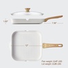 image:imageSENSARTE Nonstick Grill Pan with Lid Grill Pan for Stove Tops Versatile Griddle with Pour Spouts Square Big Cooking Surface Durable Skillet Indoor amp Outdoor Grilling PFOA Free 95 InchWhite Ceramic