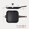 image:imageSENSARTE Nonstick Grill Pan with Lid Grill Pan for Stove Tops Versatile Griddle with Pour Spouts Square Big Cooking Surface Durable Skillet Indoor amp Outdoor Grilling PFOA Free 95 InchClassic Black