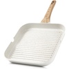 image:imageSENSARTE Nonstick Grill Pan with Lid Grill Pan for Stove Tops Versatile Griddle with Pour Spouts Square Big Cooking Surface Durable Skillet Indoor amp Outdoor Grilling PFOA Free 95 InchWhite Ceramic