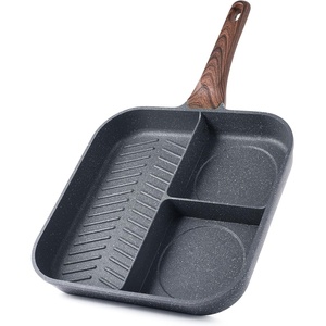 image:imageSENSARTE Nonstick Grill Pan with Lid Grill Pan for Stove Tops Versatile Griddle with Pour Spouts Square Big Cooking Surface Durable Skillet Indoor amp Outdoor Grilling PFOA Free 95 InchGray Granite3 Section